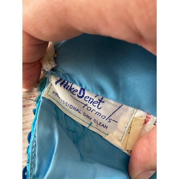 Vintage Mike Bennet Formals Women's Blue Sequin Evening Gown - 8 - Picture 11 of 14